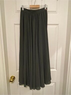 Vintage Flowy Maxi Skirt in Dark Green/Grey